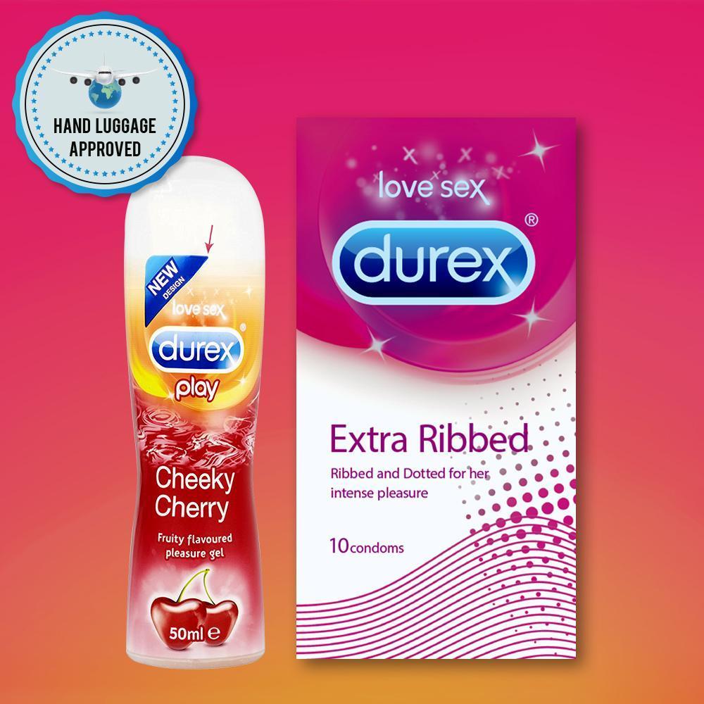 Pleasure Pack (Durex Cherry 50ml, Extra Ribbed 10 Units)