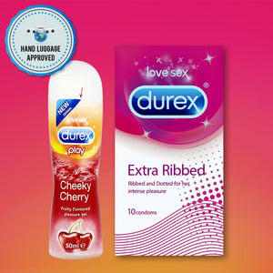 Pleasure Pack (Durex Cherry 50ml, Extra Ribbed 10 Units)