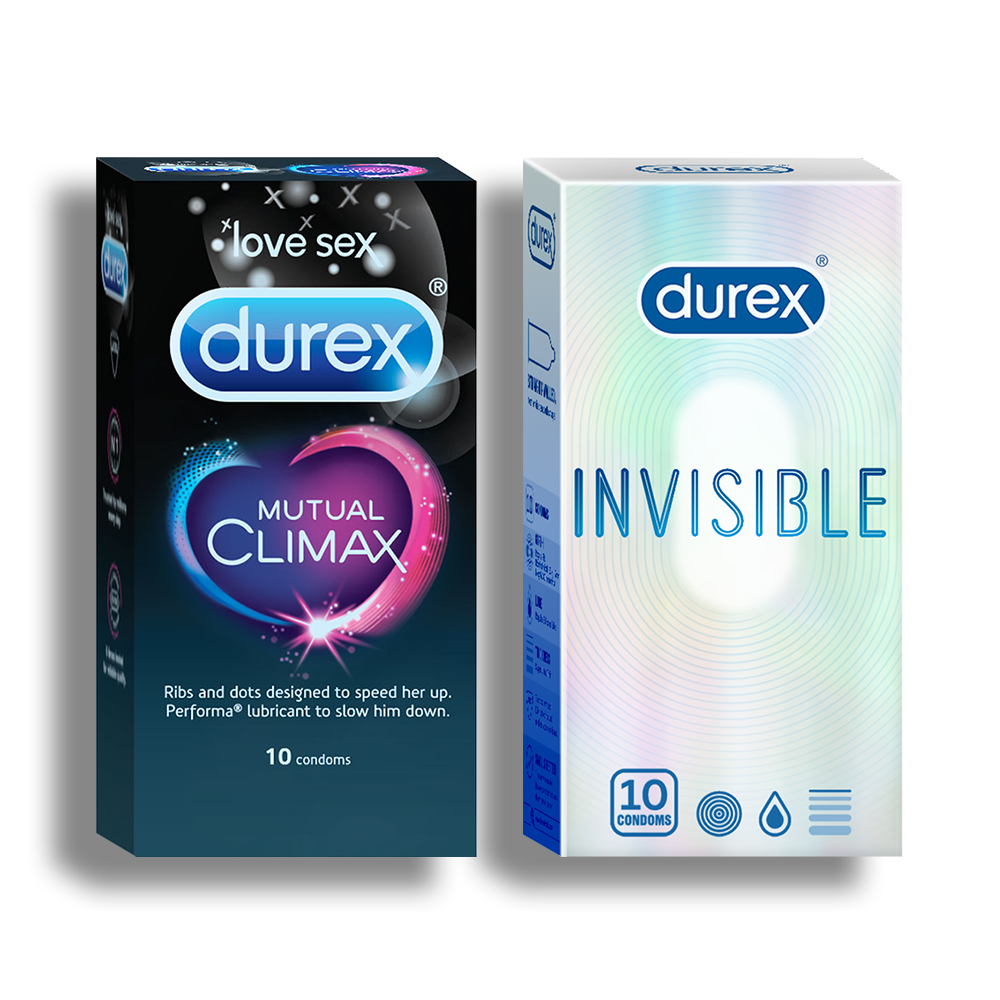 Durex Combo (Invisible Condom - 10 units with Mutual Climax - 10 units)