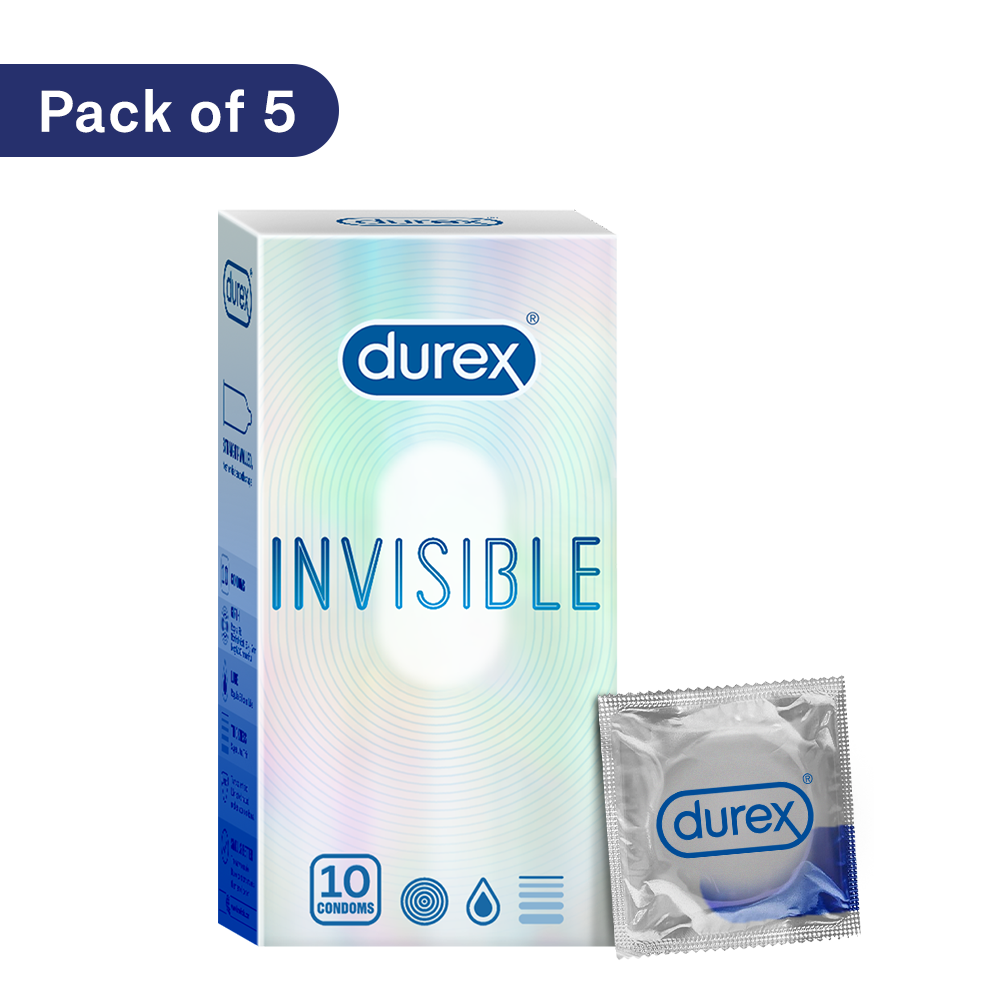 Durex Invisible Super Ultra Thin Condoms- 10 Count (Pack of 5)