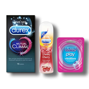 Durex Mutual Climax Condoms - 10s  with Cherry Lubricant Gel - 50ml and Vibrating Ring