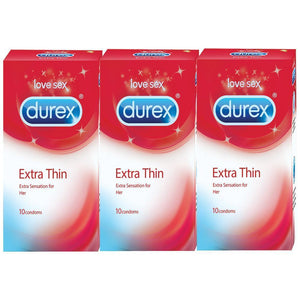 Durex Condoms, Extra Thin- 10 Units (Pack of 3)