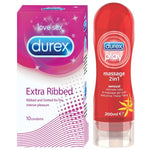 Pleasure Pack (Durex Sensual 200ml, Extra Ribbed 10 Units)
