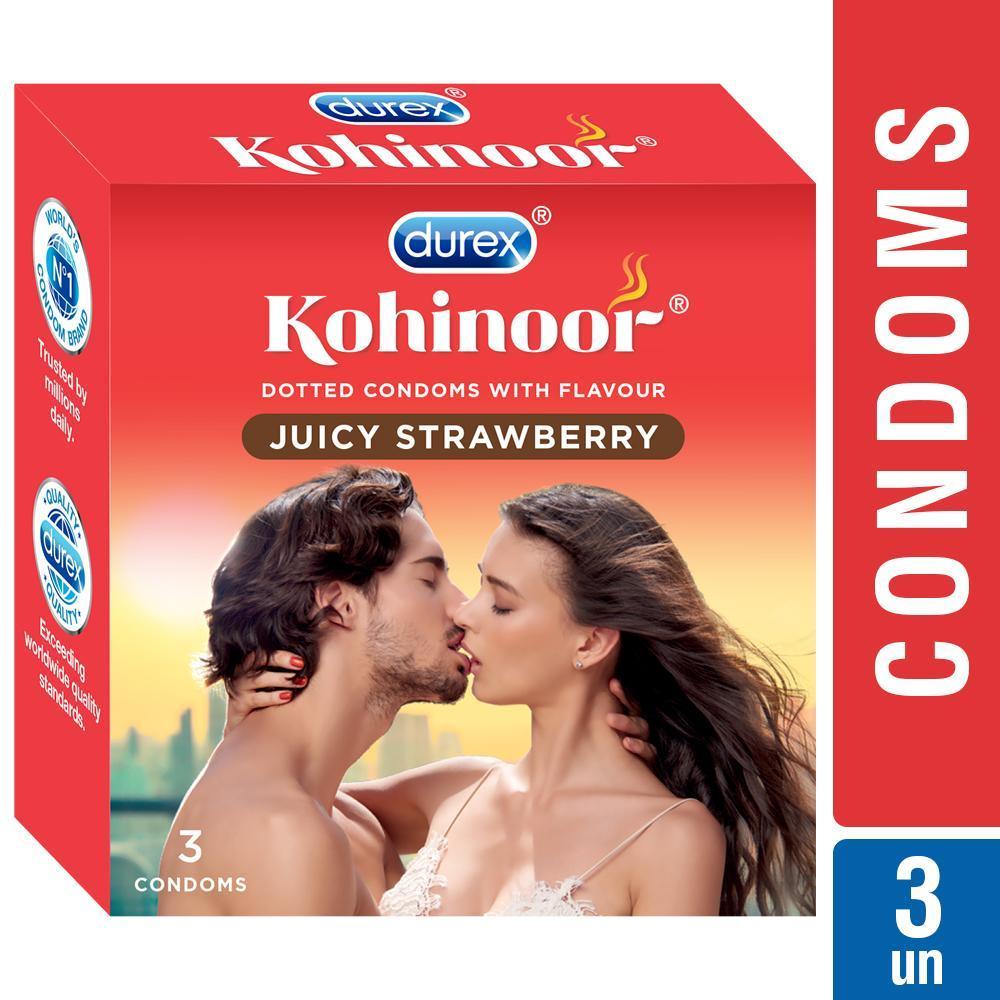 Kohinoor Condoms, Juicy Strawberry- 3 Units