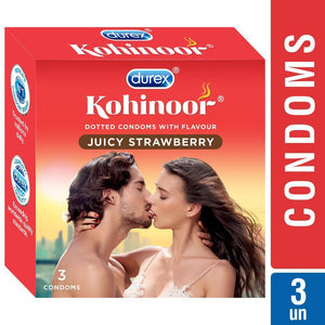 Kohinoor Condoms, Juicy Strawberry- 3 Units