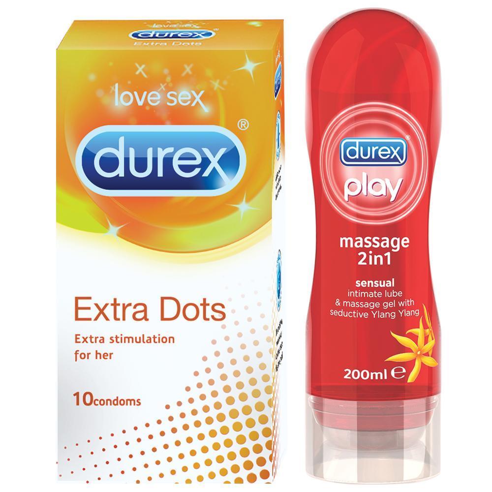Pleasure Pack (Durex Sensual 200ml, Extra Dots 10 Units)