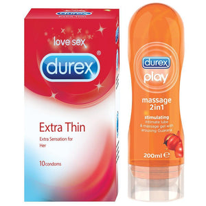 Pleasure Packs (Durex Stimulating 200ml, Extra Thin 10 Units)