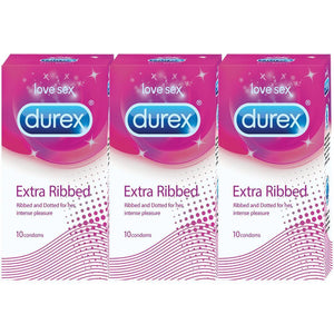 Durex Condoms, Extra Ribbed- 10 Units (Pack of 3)