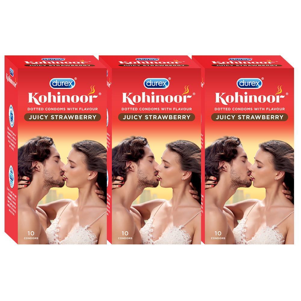 Kohinoor Condoms, Juicy Strawberry - 10 Units (Pack of 3)