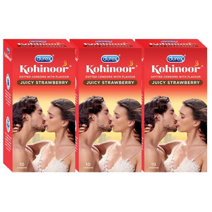 Kohinoor Condoms, Juicy Strawberry - 10 Units (Pack of 3)