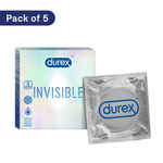 Durex Invisible Super Ultra Thin Condoms- 3 Count (Pack of 5)