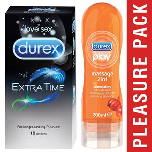 Pleasure Packs (Durex Stimulating 200ml, Extra Time 10 Units)