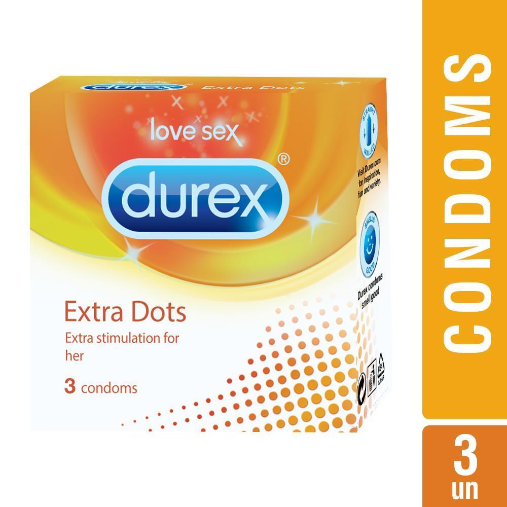Durex Condoms, Extra Dots- 3 Units
