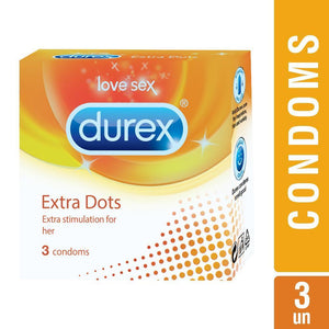 Durex Condoms, Extra Dots- 3 Units