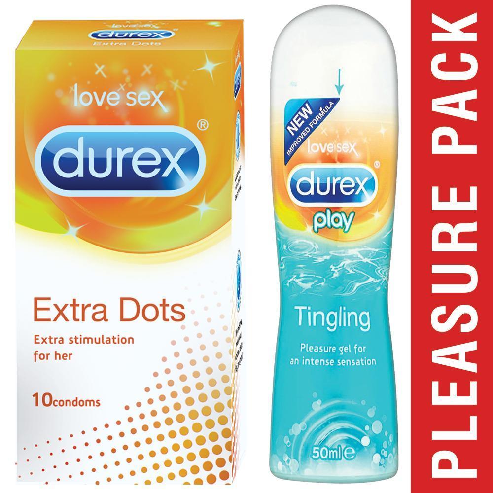 Pleasure Packs (Durex Tingling 50ml, Extra Dots 10 Units)
