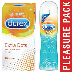 Pleasure Packs (Durex Tingling 50ml, Extra Dots 10 Units)
