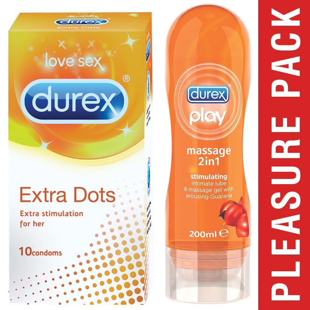 Pleasure Pack (Durex Stimulating 200ml, Extra Dots 10 Units)