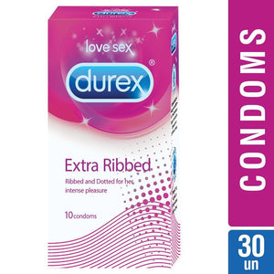 Durex Condoms, Extra Ribbed- 10 Units (Pack of 3)