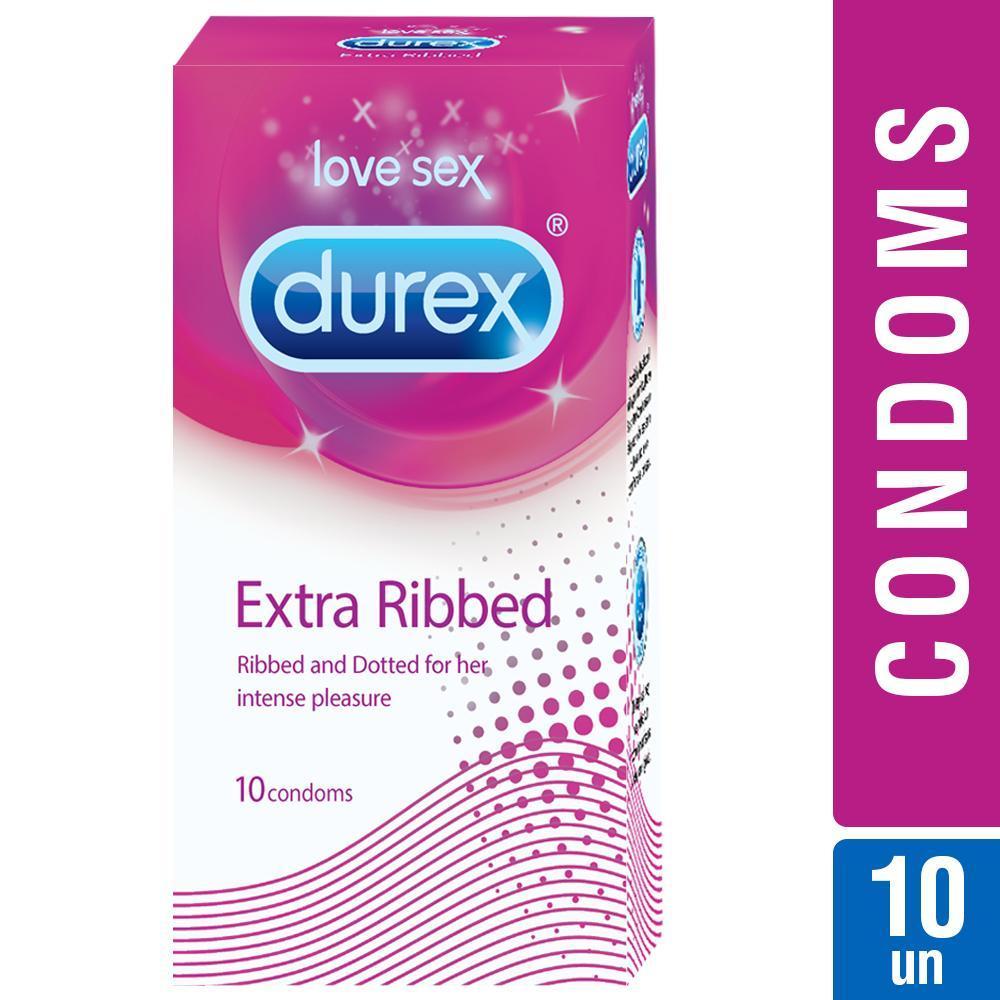 Durex Condoms, Extra Ribbed- 10 Units