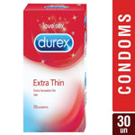 Durex Condoms, Extra Thin- 10 Units (Pack of 3)