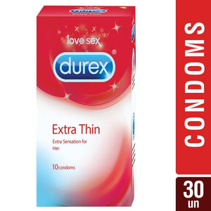 Durex Condoms, Extra Thin- 10 Units (Pack of 3)