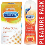 Pleasure Packs (Durex Strawberry 50ml, Extra Dots 10 Units)