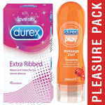 Pleasure Packs (Durex Stimulating 200ml, Extra Ribbed 10 Units)