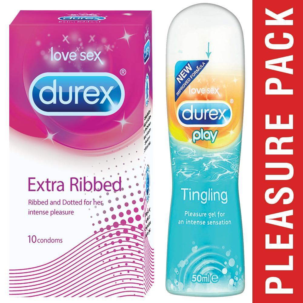Pleasure Packs (Durex Tingling 50ml, Extra Ribbed 10 Units)
