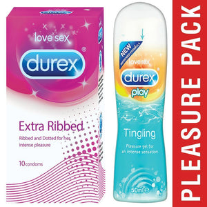 Pleasure Packs (Durex Tingling 50ml, Extra Ribbed 10 Units)