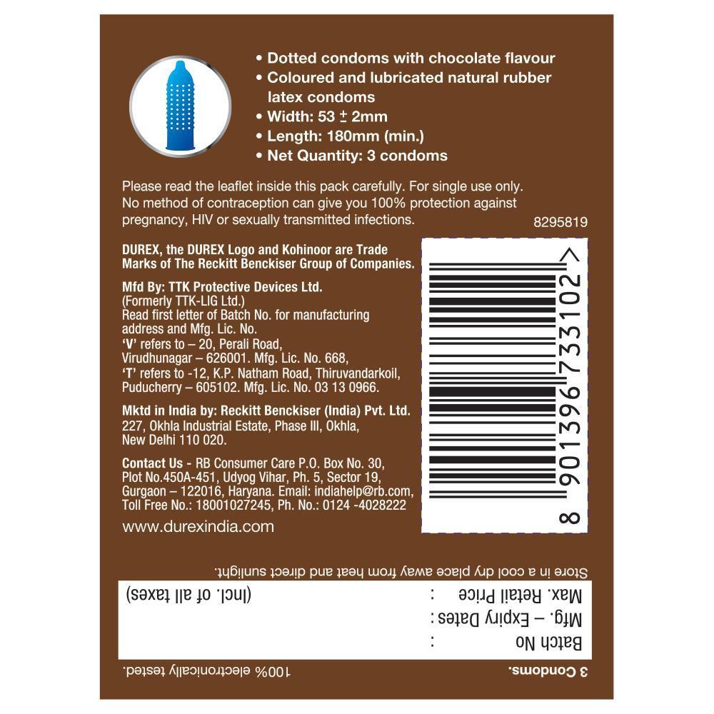 Kohinoor Condoms, Silky Chocolate- 3 Units
