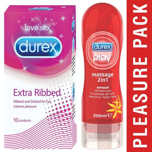 Pleasure Pack (Durex Sensual 200ml, Extra Ribbed 10 Units)