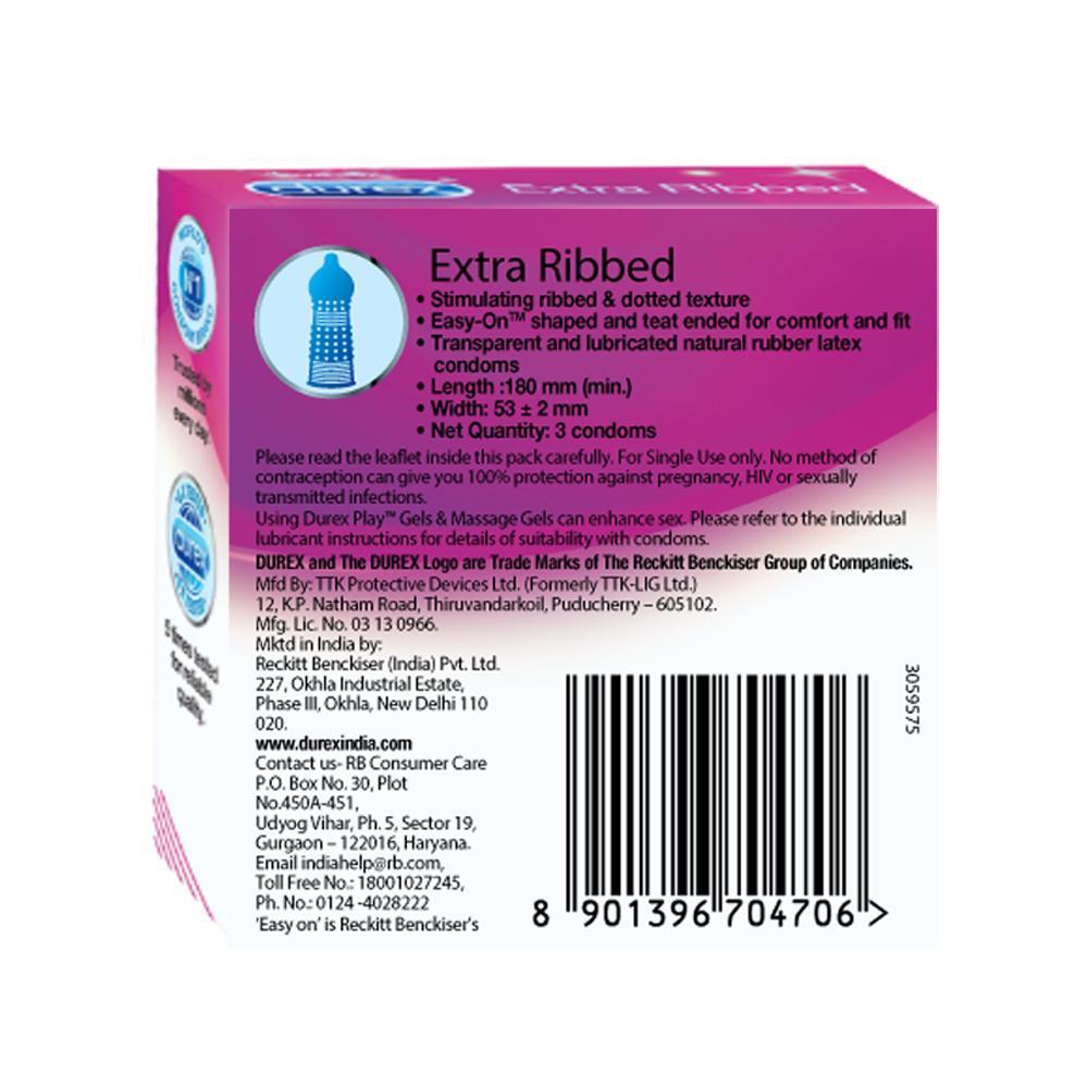 Durex Condoms, Extra Ribbed- 3 Units