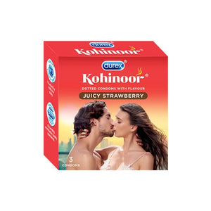 Kohinoor Condoms, Juicy Strawberry- 3 Units