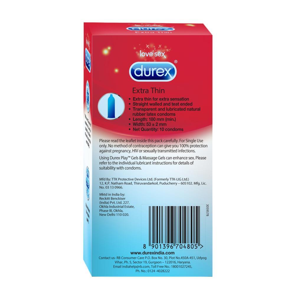 Durex Condoms, Extra Thin- 10 Units