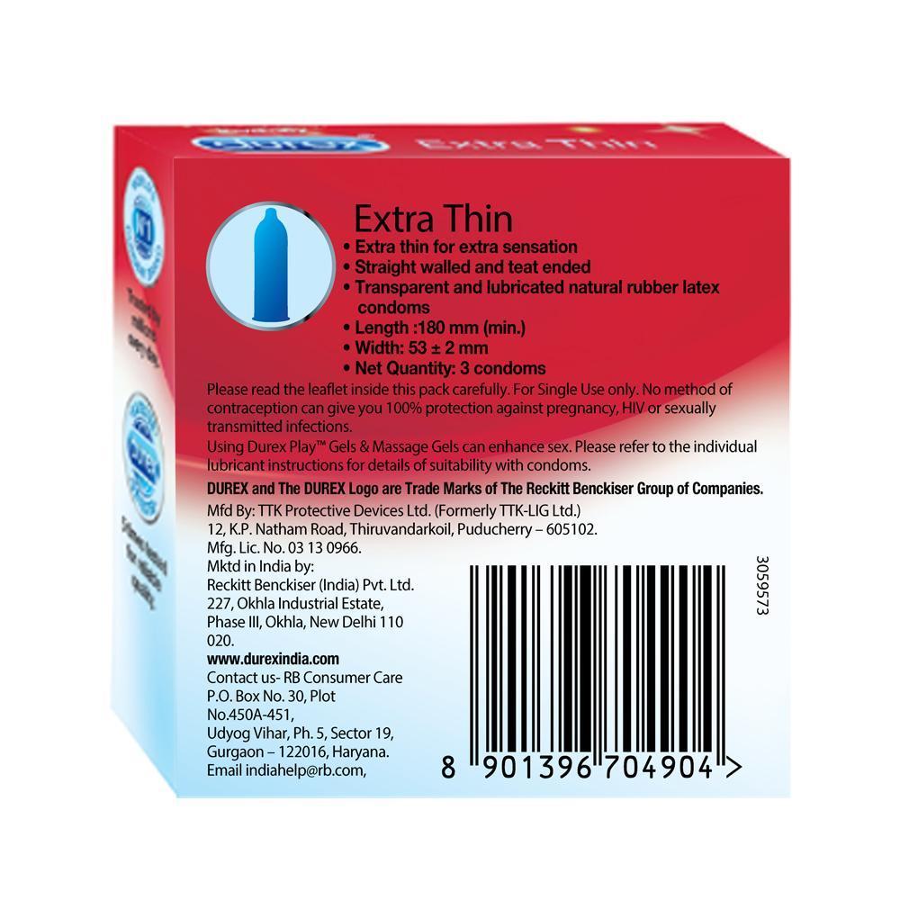 Durex Condoms, Extra Thin- 3 Units
