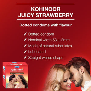 Kohinoor Condoms, Juicy Strawberry- 3 Units