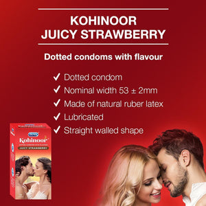 Kohinoor Condoms, Juicy Strawberry- 10 Units