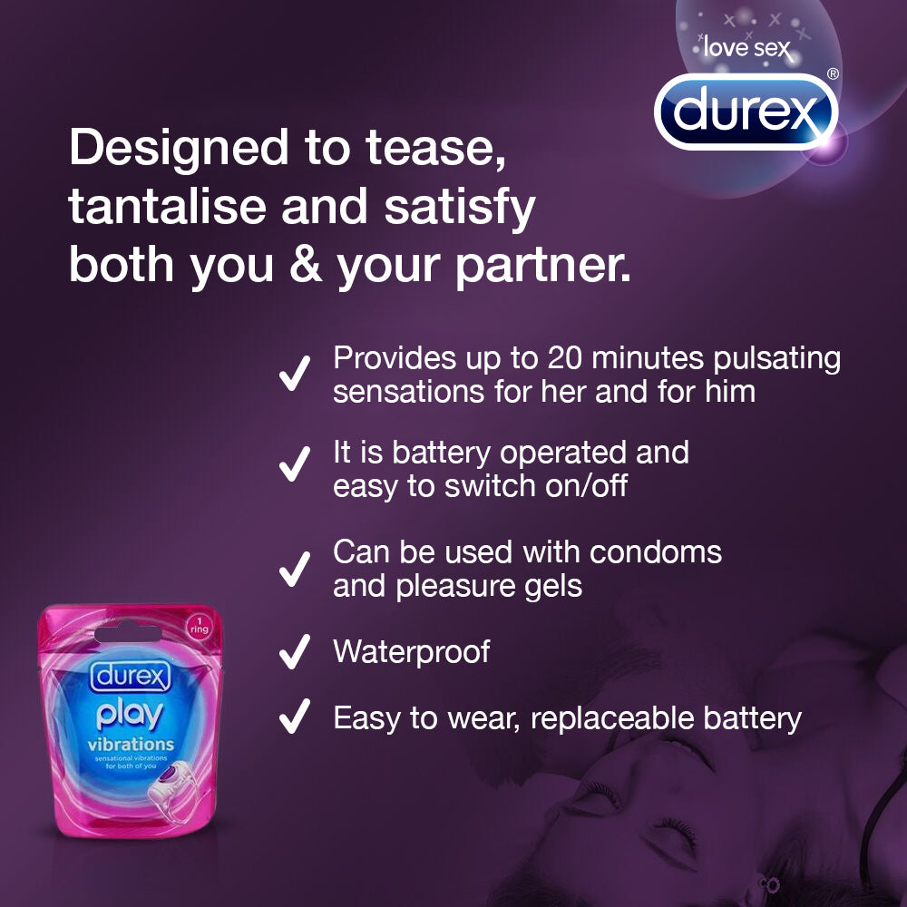 Durex Pleasure Pack (Invisible Condom - 10 units with Play Vibrations Ring