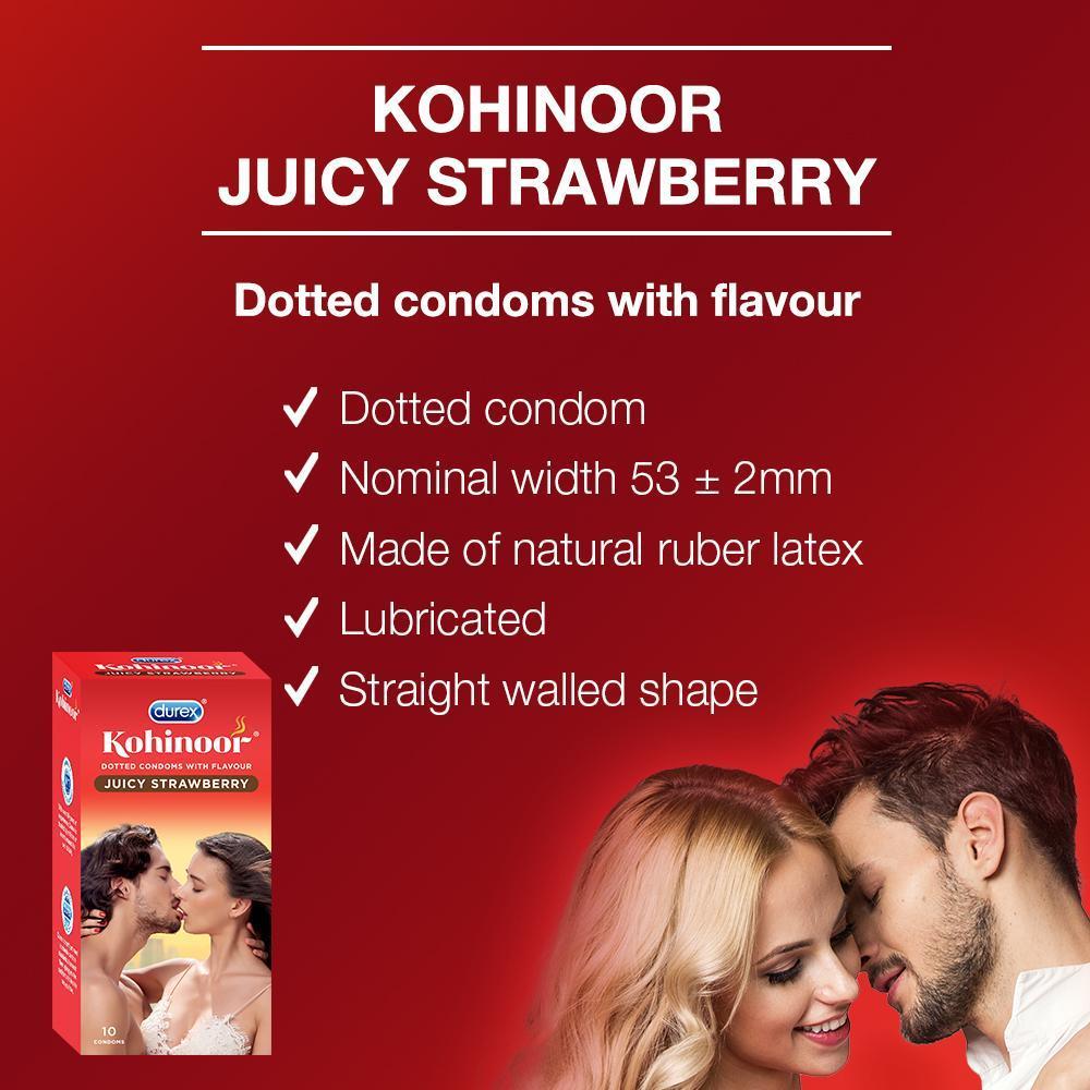 Kohinoor Condoms, Juicy Strawberry - 10 Units (Pack of 3)
