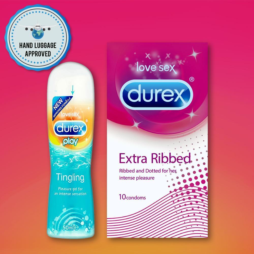 Pleasure Packs (Durex Tingling 50ml, Extra Ribbed 10 Units)