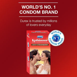 Kohinoor Condoms, Juicy Strawberry- 10 Units