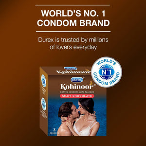 Kohinoor Condoms, Silky Chocolate- 3 Units