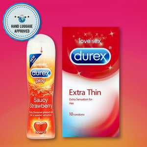 Pleasure Packs (Durex Strawberry 50ml, Extra Thin 10 Units)