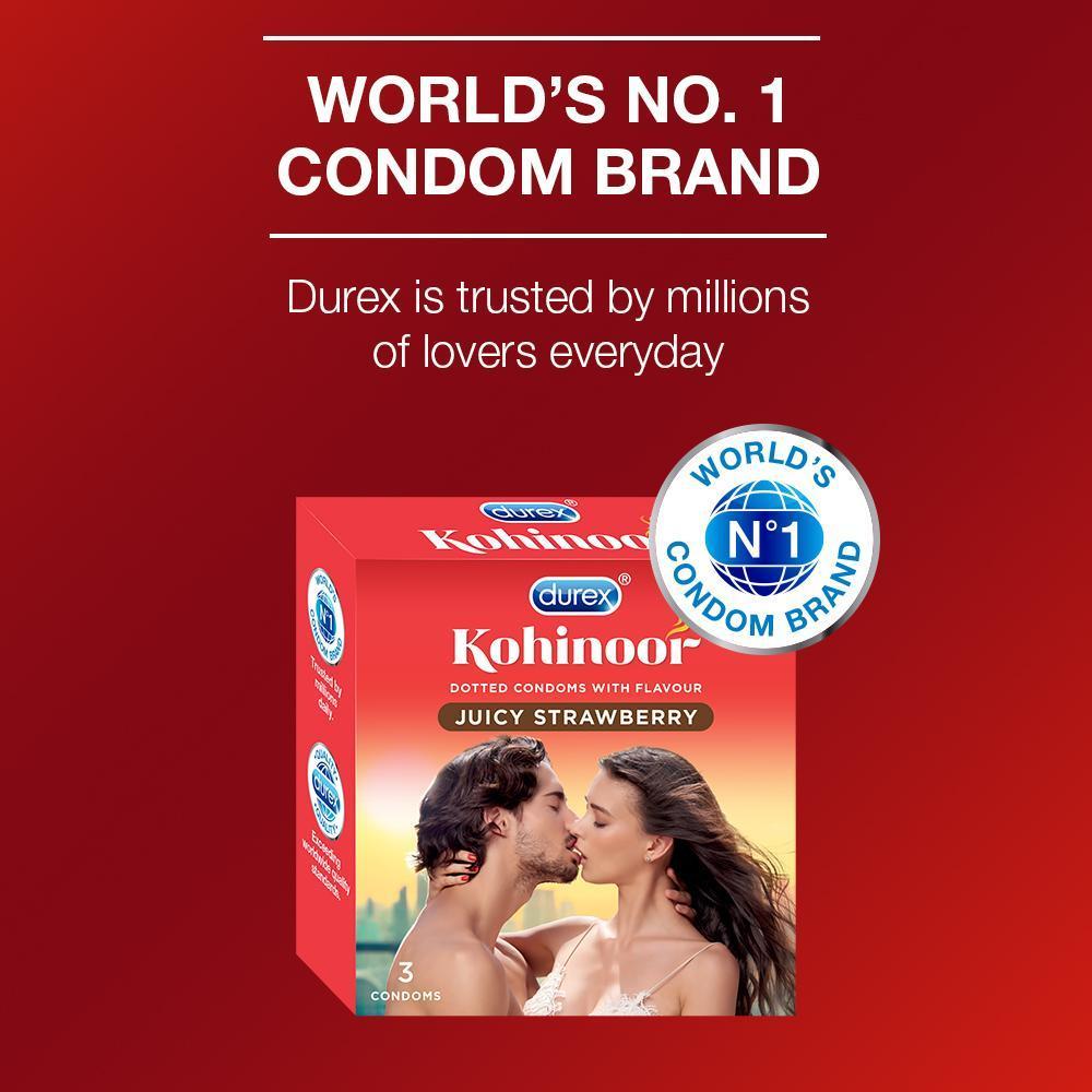 Kohinoor Condoms, Juicy Strawberry- 3 Units