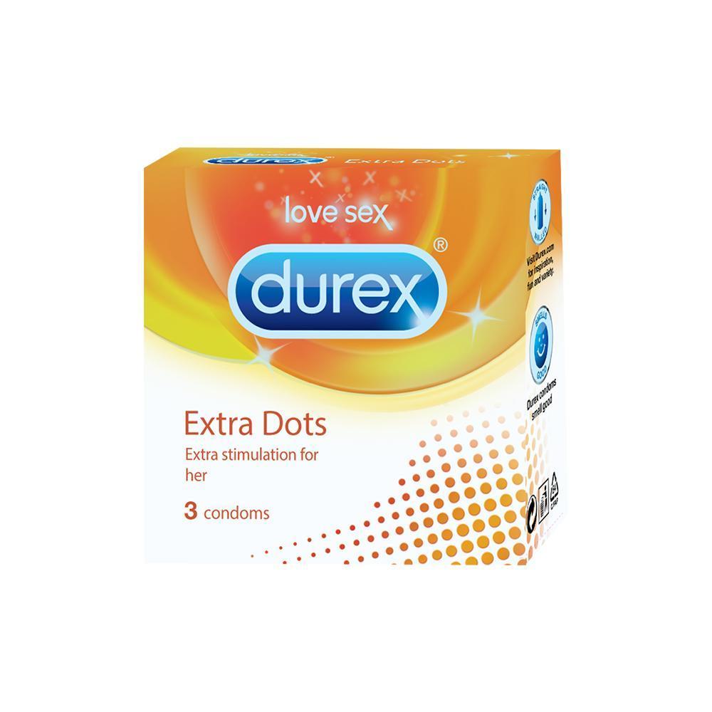 Durex Condoms, Extra Dots- 3 Units