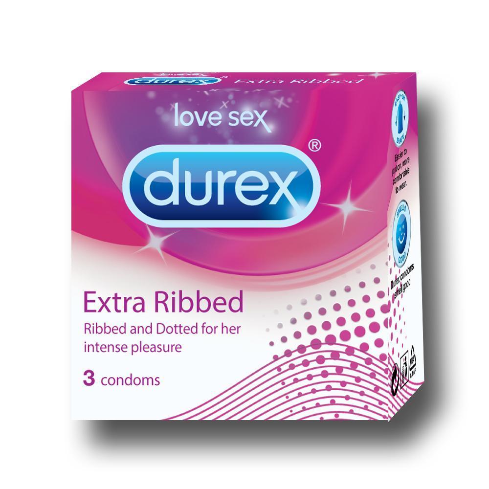 Durex Condoms, Extra Ribbed- 3 Units