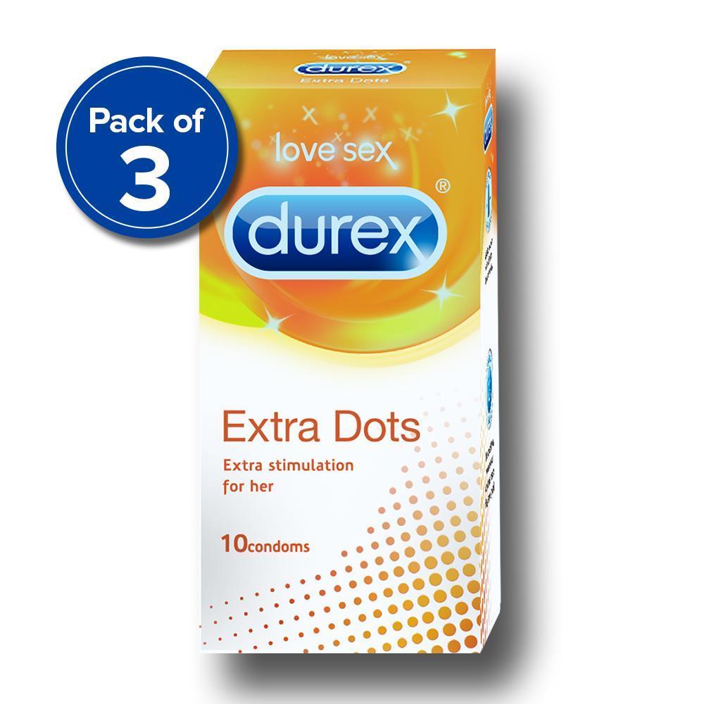 Durex Condoms, Extra Dots- 10 Units (Pack of 3)