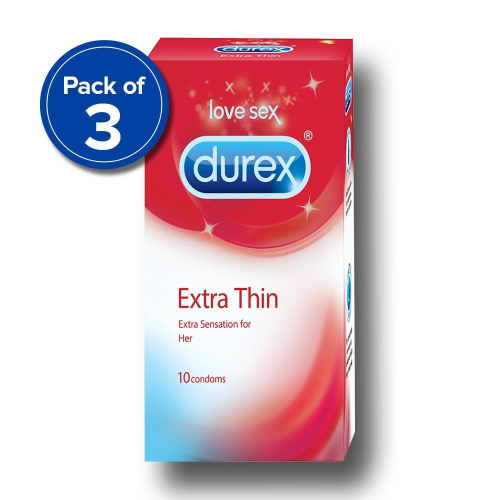 Durex Condoms, Extra Thin- 10 Units (Pack of 3)