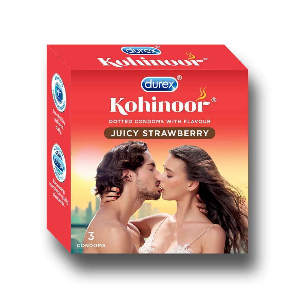 Kohinoor Condoms, Juicy Strawberry- 3 Units
