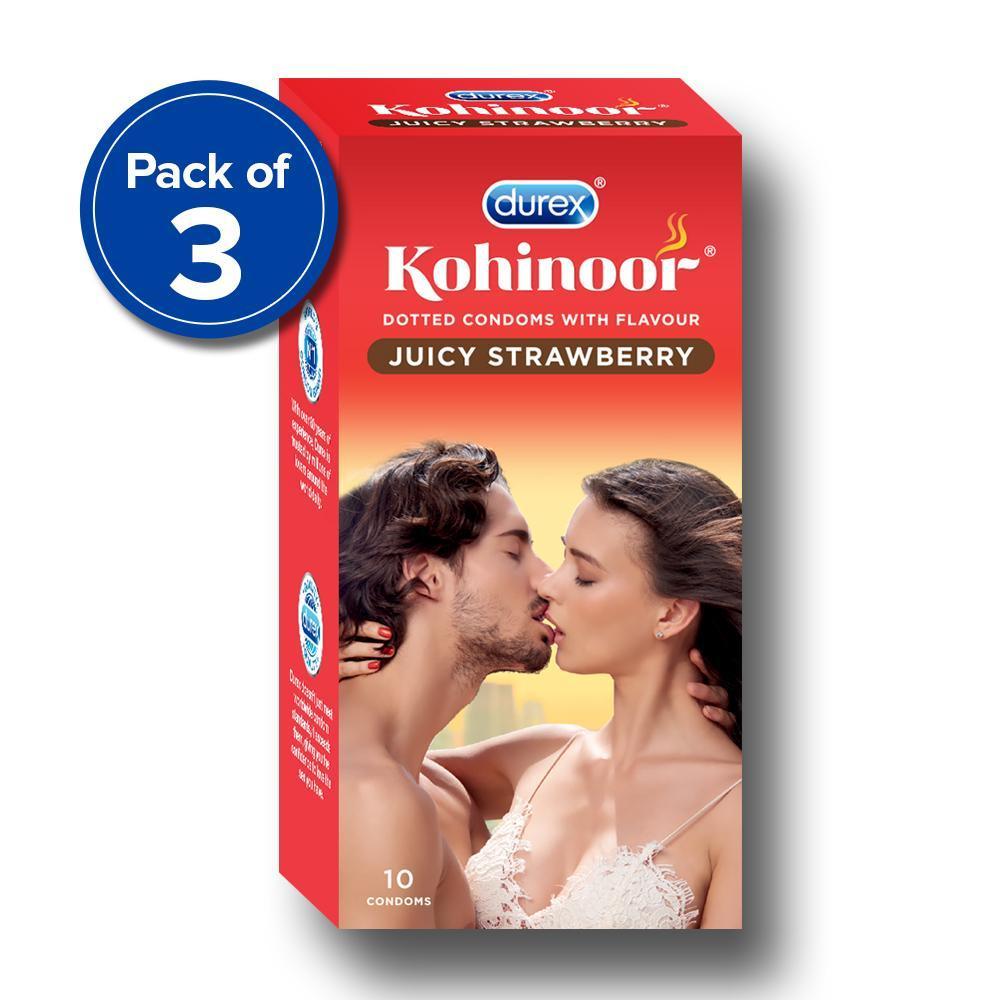 Kohinoor Condoms, Juicy Strawberry - 10 Units (Pack of 3)
